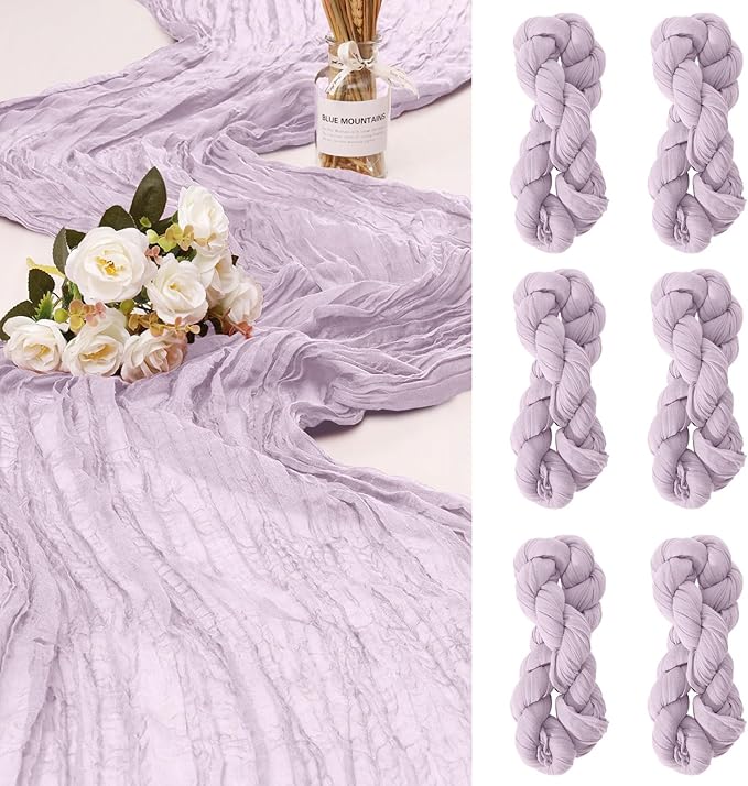 6 Pack Cheesecloth Table Runner 10Ft Christmas Gauze Boho Table Runners by HOME