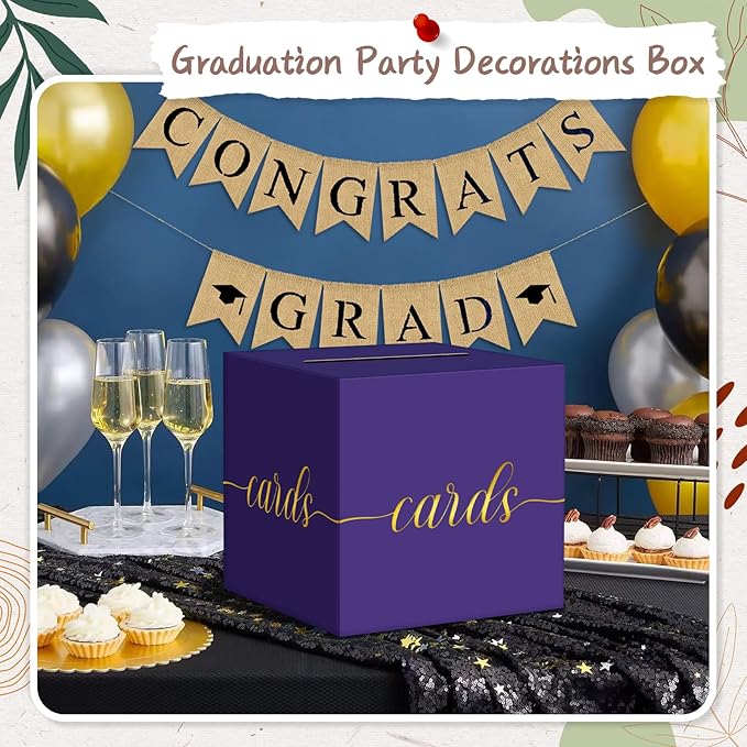 QIKSION Purple Graduation Card Box, Wedding Reception, Baby Shower - Image 5