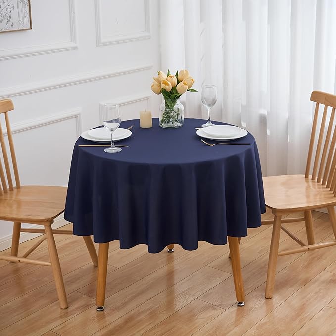 Navy Blue 6 Pack Round 60 Inch Tablecloth, Premium Polyester Table Cloth by TableClothAndTableRunner