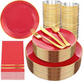 NOCCUR 350PCS Red Plastic Plates by NOCCUR