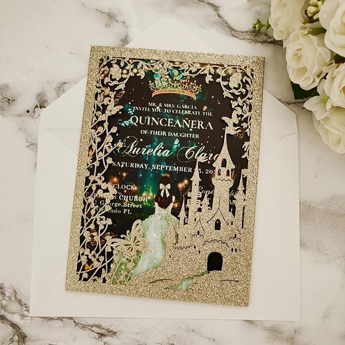 20PCS Castle Pocket Invitations, Quinceanera Invitations - Image 6