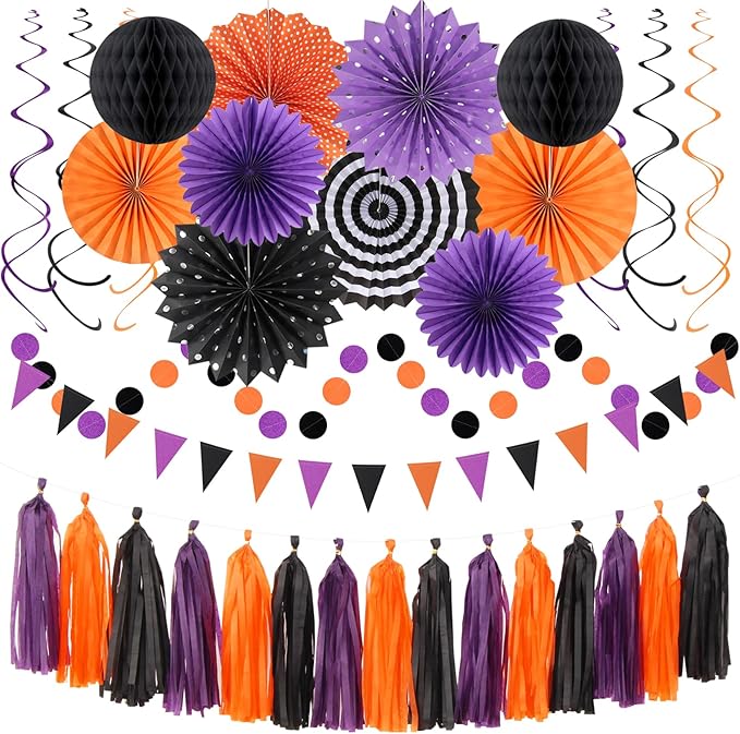 Orange Black Purple Halloween Party-Decorations by Hugtmr