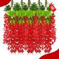24 Pack Red Wisteria Hanging Flowers, 3.4 Ft Fake Hanging Flowers, Artificial by ZEBMOON