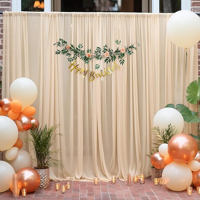 10x10ft Champagne Tulle Backdrop Curtain - Image 9