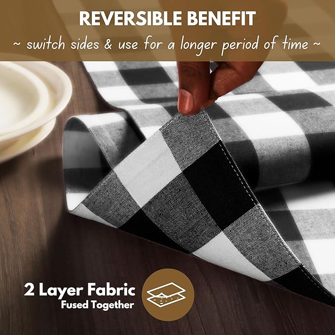 Native Fab Table Runner Buffalo Check Plaid 100% Cotton - Image 2