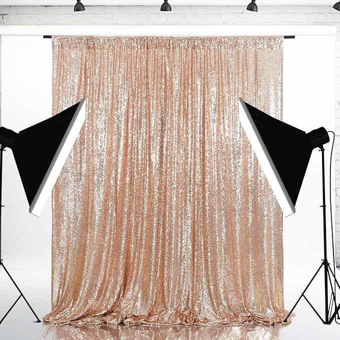 Eternal Beauty Rose Gold Sequin Backdrop, 6x8 Ft Glitter Background Curtains by EternalBeauty