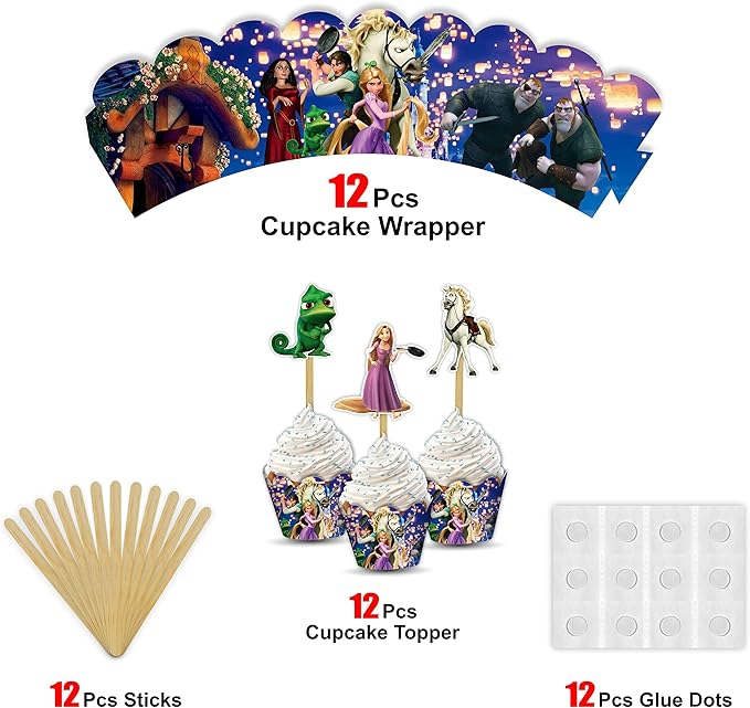"Rapunzl Cupcake Wrappers – Princess Theme Cupcake Decoration - Image 4
