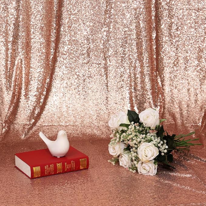 Poise3EHome 4FT x 7FT Rose Gold Sequin Backdrop Curtain Photography - Image 8