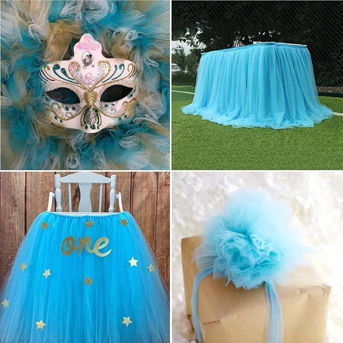 Light Blue Tulle Fabric Rolls 54 Inch by 40 Yards Tulle Bolt Spool - Image 5