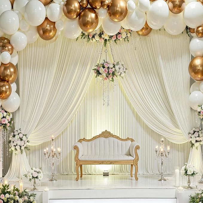 50×12ft Wrinkle Free Ivory Backdrop Curtain - Image 9