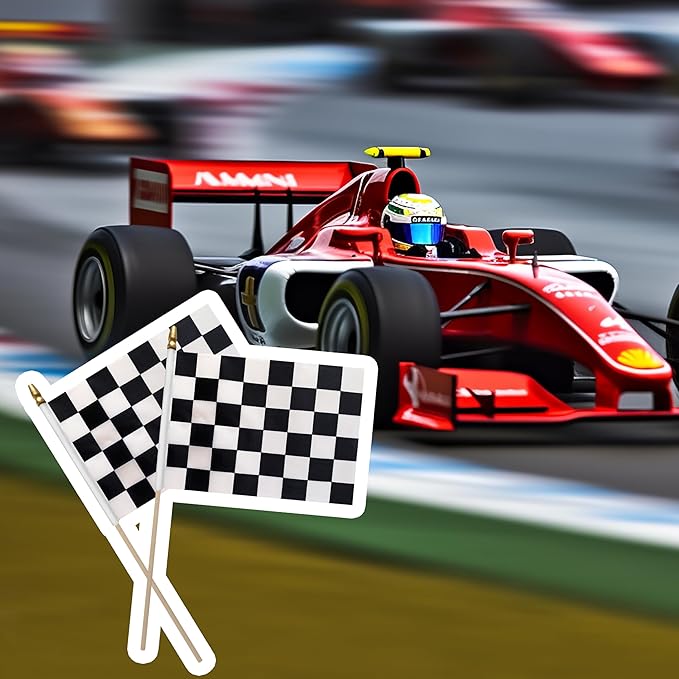 12Pcs 8×12 Inch Small Checkered Flags Black and White Racing Flags on Wood - Image 4