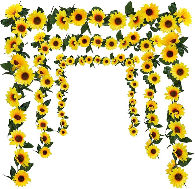 Uieke 3 Pack Artificial Sunflower Garland, 7.5ft/Strand Silk Sunflowers Hanging by Uieke