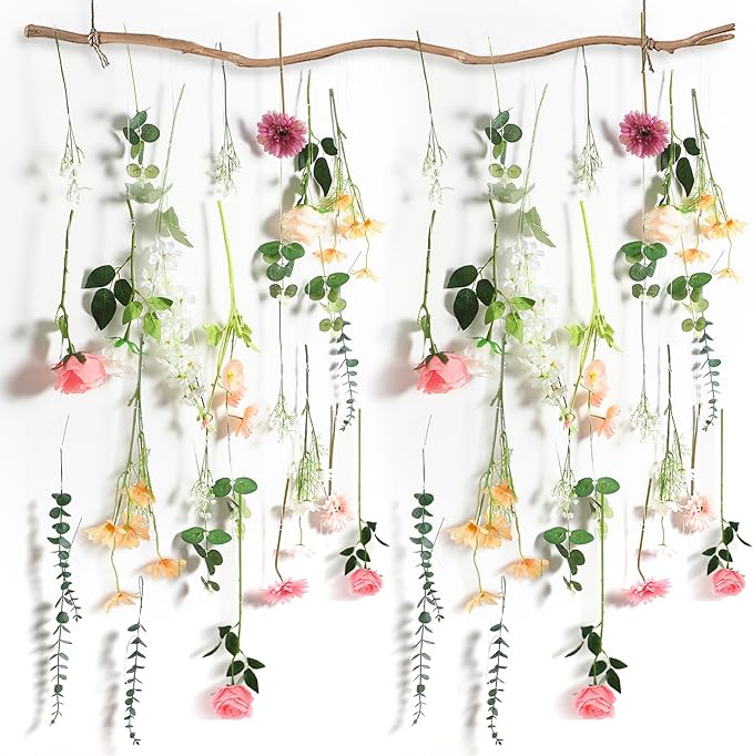 Hoteam 51 Pcs DIY Flower Garland Artificial Hanging Wildflower Backdrop Set by Hoteam
