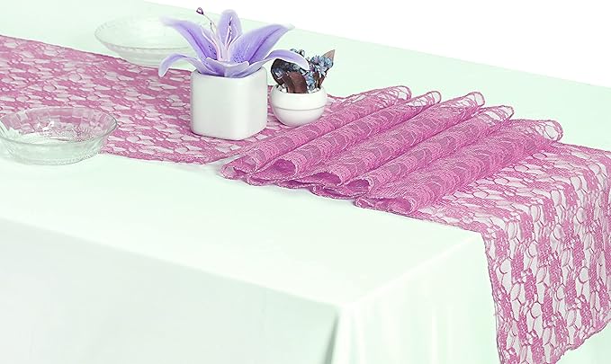 MDS Pack of 5 Wedding 12 x 108 inches Lace Table Runner by MDS
