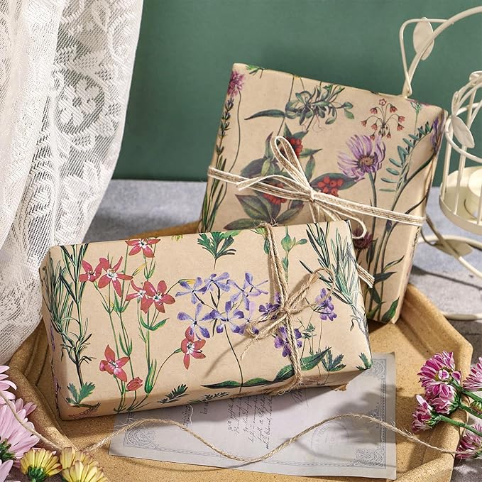 RUSPEPA 30" X 32.8' Wildflower Floral Wrapping Large Kraft Paper Roll - Image 3