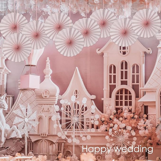 Pink Birthday Decorations, DIY Pink Paper Fans Hanging Decoration, Party - Image 6