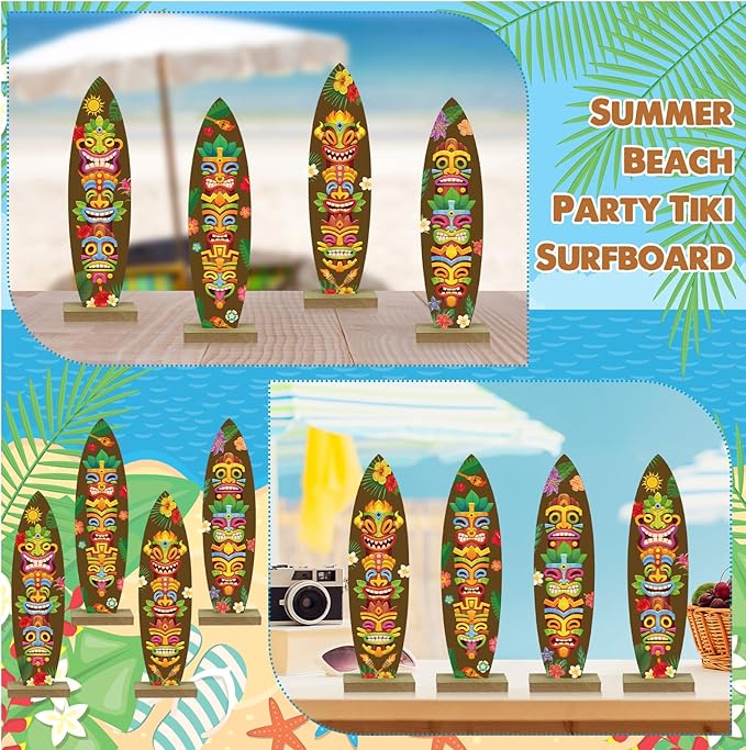 4 Pcs Surfboard Decorations for Party Welcome to Paradise Sign Tropical Bar - Image 4
