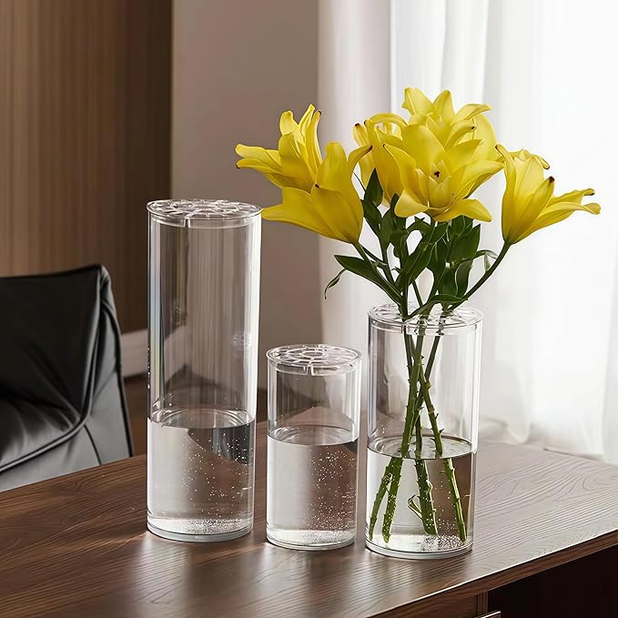 3 Large Acrylic Cylinder Clear Vase - Image 7