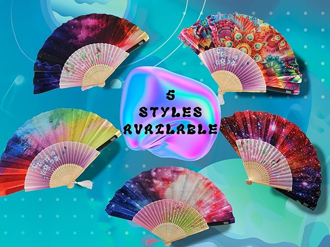 Large Rave Fan - 2 Pack Handheld Folding Fans - Accessories - Image 6