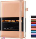 Lined Journal Notebook for Women Men, 256 Numbered Pages Hardcover Leather by Unknown