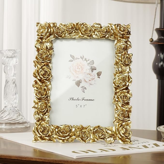 Cuspin Vintage Gold 5x7 Picture Frame, Antique Picture Frames Photo Gallery - Image 2