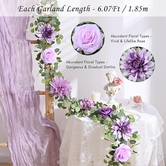 Waipfaru Flower Garland, 6.07Ft Eucalyptus Garland - Image 2