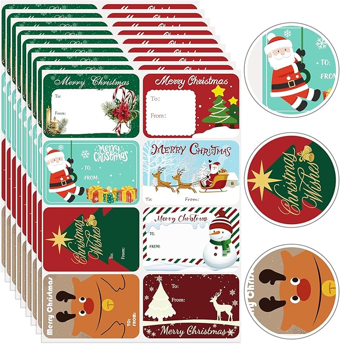 200PCS Christmas Gift Tag Stickers, Xmas Self Adhesive Name Tags Labels by RNOAFMU