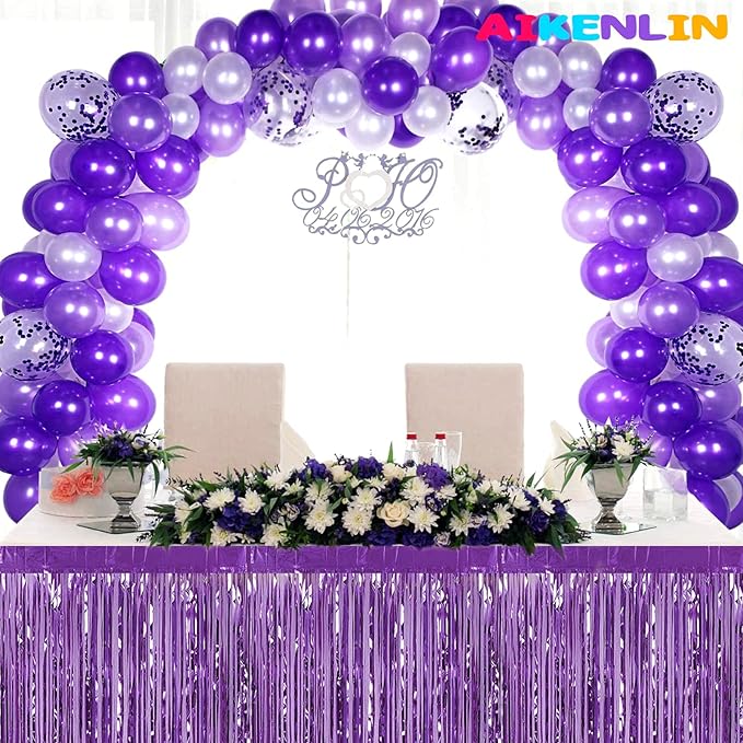 6 Pack 29x108 Inch Metallic Foil Fringe Tinsel Table Skirts Banner - Image 3