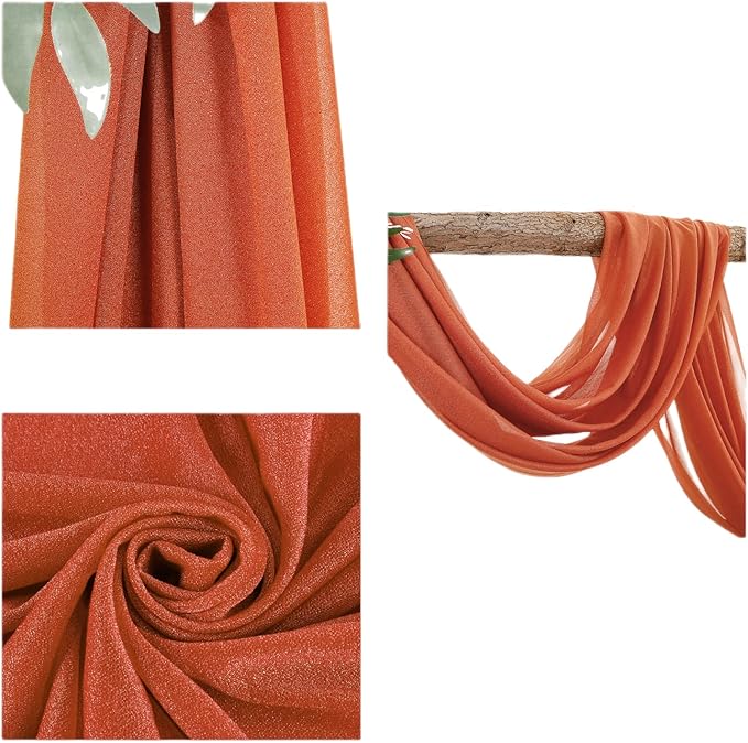 Arch Drapes for Wedding Arch Draping Fabric Terracotta Sheer Backdrop Curtain - Image 7