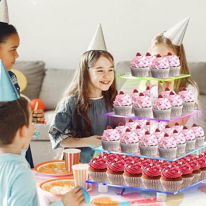 Rechargeable LED Cupcake Stand for 50 Cupcakes, 7 Colors Light Clear Cupcake - Image 5