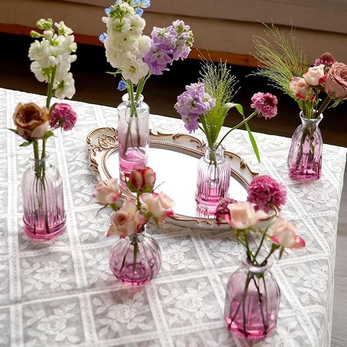 Bud Vases 24 in Bulk, Small Purple Vase Glass Vases - Image 4