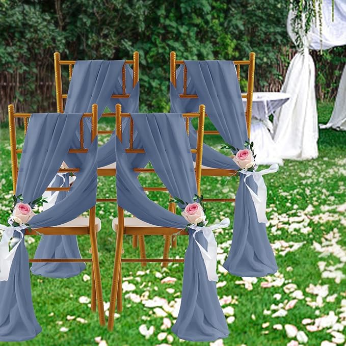 SiinvdaBZX 2 Panels Wedding Arch Draping Fabric 30" x 20Ft Dusty Blue Sheer - Image 7