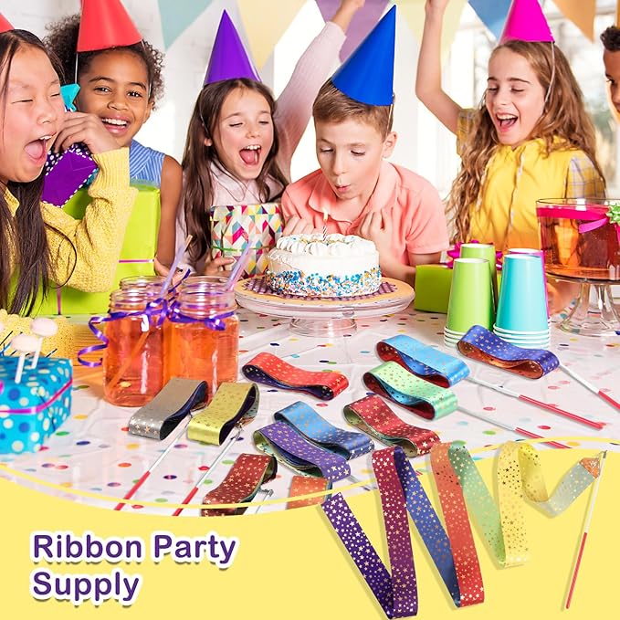 Yilloog 50 Pcs Ribbon Dancing Wands Party Favors, 78.7 Inch Artistic Gymnastics - Image 6