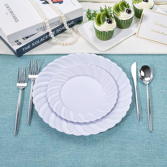 U-QE 60 Pcs White Plastic Plates - Image 9