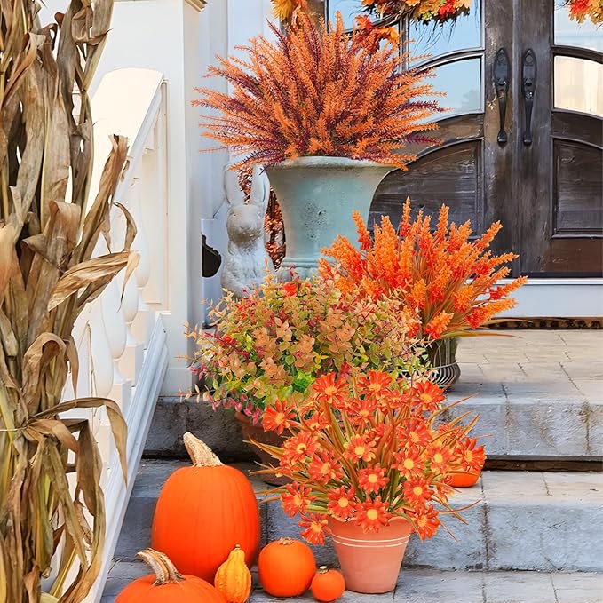 64 Pcs Outdoor Fall Flowers UV Resistant Faux Fall Plants - Image 5