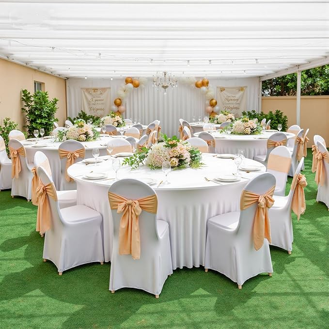 2 Pack Ivory Spandex Round Tablecloths - Image 3