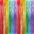 GOER 3.2 ft x 8.2 ft Metallic Tinsel Foil Fringe Curtains Party Photo Backdrop by GOER