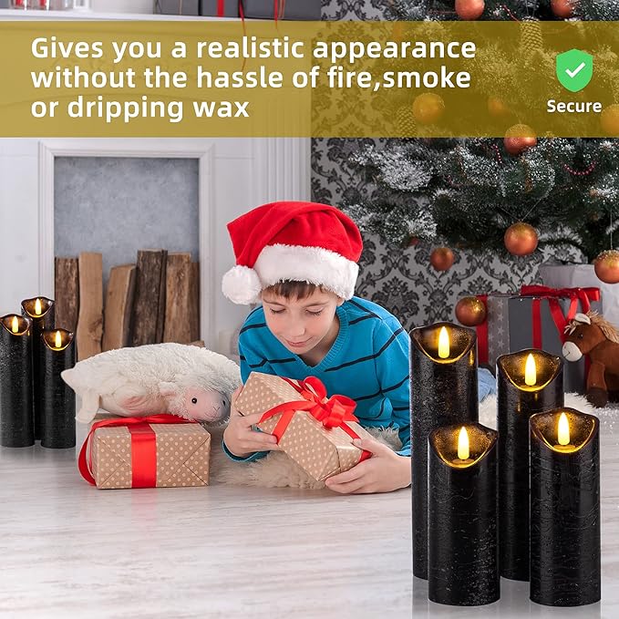 Hausware Set of 9 Flameless Candles Battery Operated LED Real Wax Flickering - Image 3