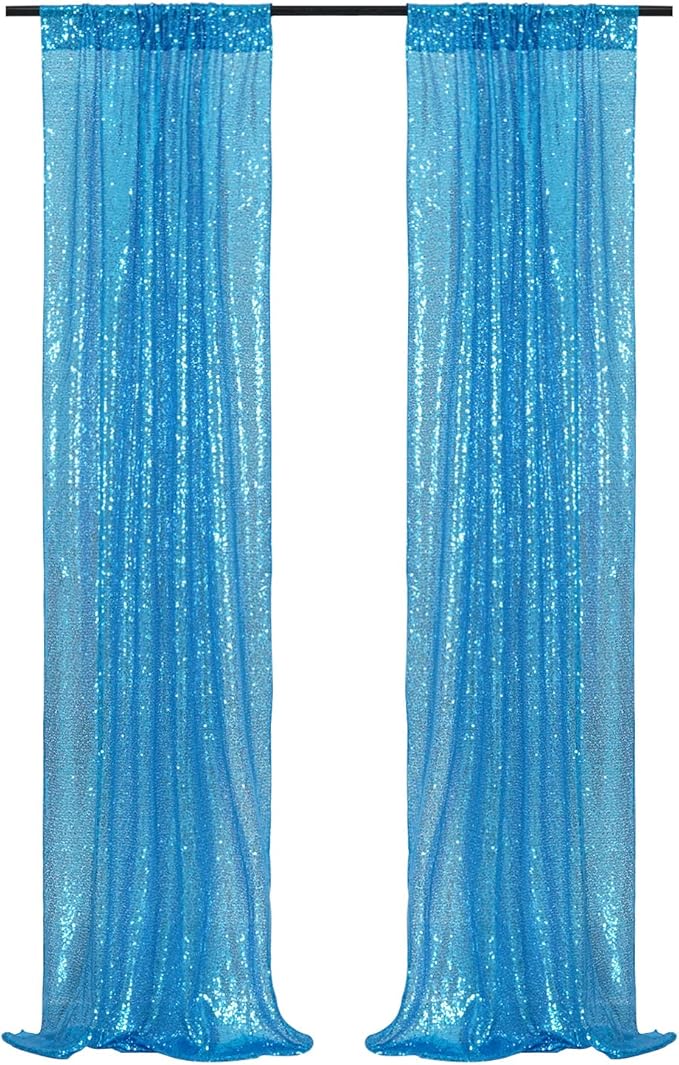 Poise3EHome Turquoise Sequin Backdrop Curtains, 2 Panels Sequin Backdrop - Image 7