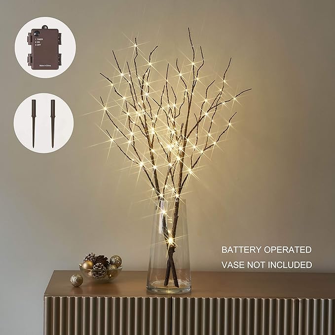 Hairui Lighted Brown Branches Battery Operated - Image 5