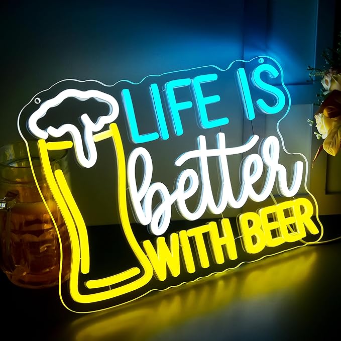 Beer Neon Sign for Wall Decor Bar LED Sign Beer Neon Light for Man Cave Bedroom - Image 2