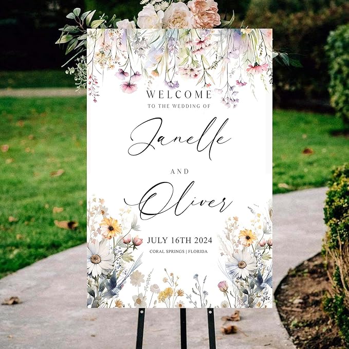 Generic Wildflower Welcome Sign, Wedding Welcome Sign, 24x36 Inches - Image 2