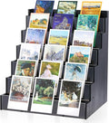 6 Tier Greeting Card Display Stand Black Bamboo and Acrylic Sticker Display by Yuntau