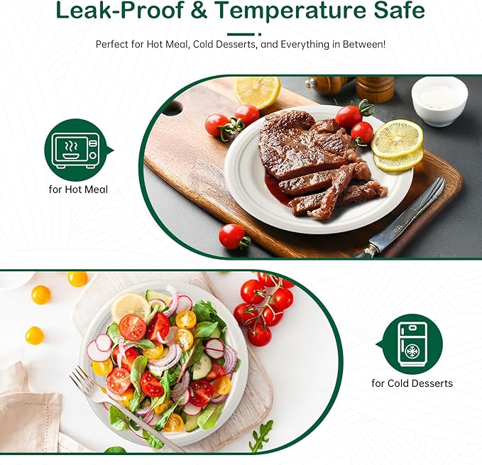  , - Compostable Paper Plates, Heavy-Duty Biodegradable - Image 6
