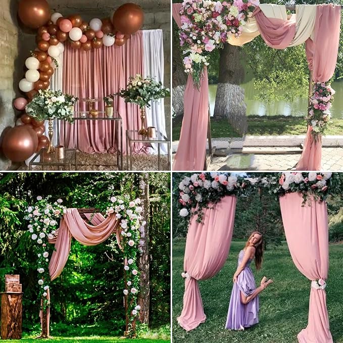6 Panels Dusty Rose Wedding Arch Drapery 28" x 20Ft Outdoor Curtain Drapes - Image 7