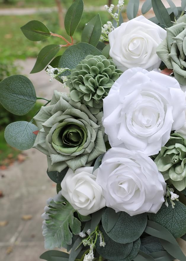 ponatia Wedding Arch Flowers, Artificial Sage Green Wedding Flowers - Image 6