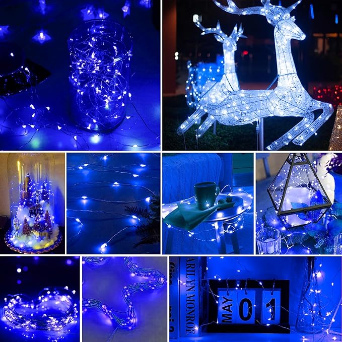 pozzolanas 12 Pack Blue Battery Operated String Lights - 7ft Waterproof Fairy - Image 7