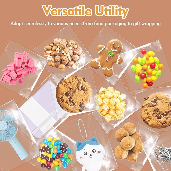 200 Pcs Clear Cellophane Bags 4 x 6 inches Cookie Bags, Self Sealing Cellophane - Image 7