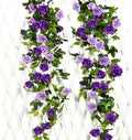 JUSTOYOU 2 Pack Fake Rose Garland, Artificial Roses Vines Flower Garland by JUSTOYOUARTIFICIALFLORAL