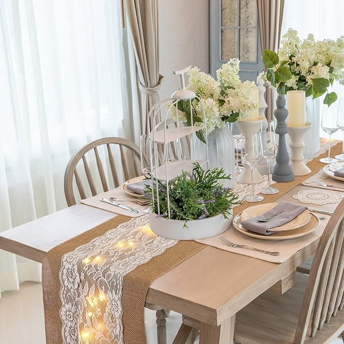 Tudomro 12 Pcs Burlap Table Runner - Image 7